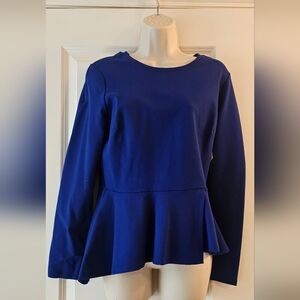Nwot Blue Peplum blouse (size L)